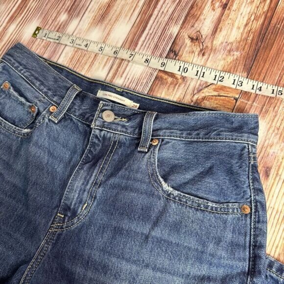 Levi's LOW PRO STRAIGHT Leg Sz 28 Blue Distressed Jeans Denim Pants 29x29.5 - Picture 5 of 13